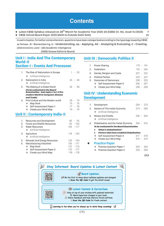 Oswaal CBSE Question Bank Chapterwise and Topicwise SOLVED PAPERS Class 10 Social Science | For Exam 2026