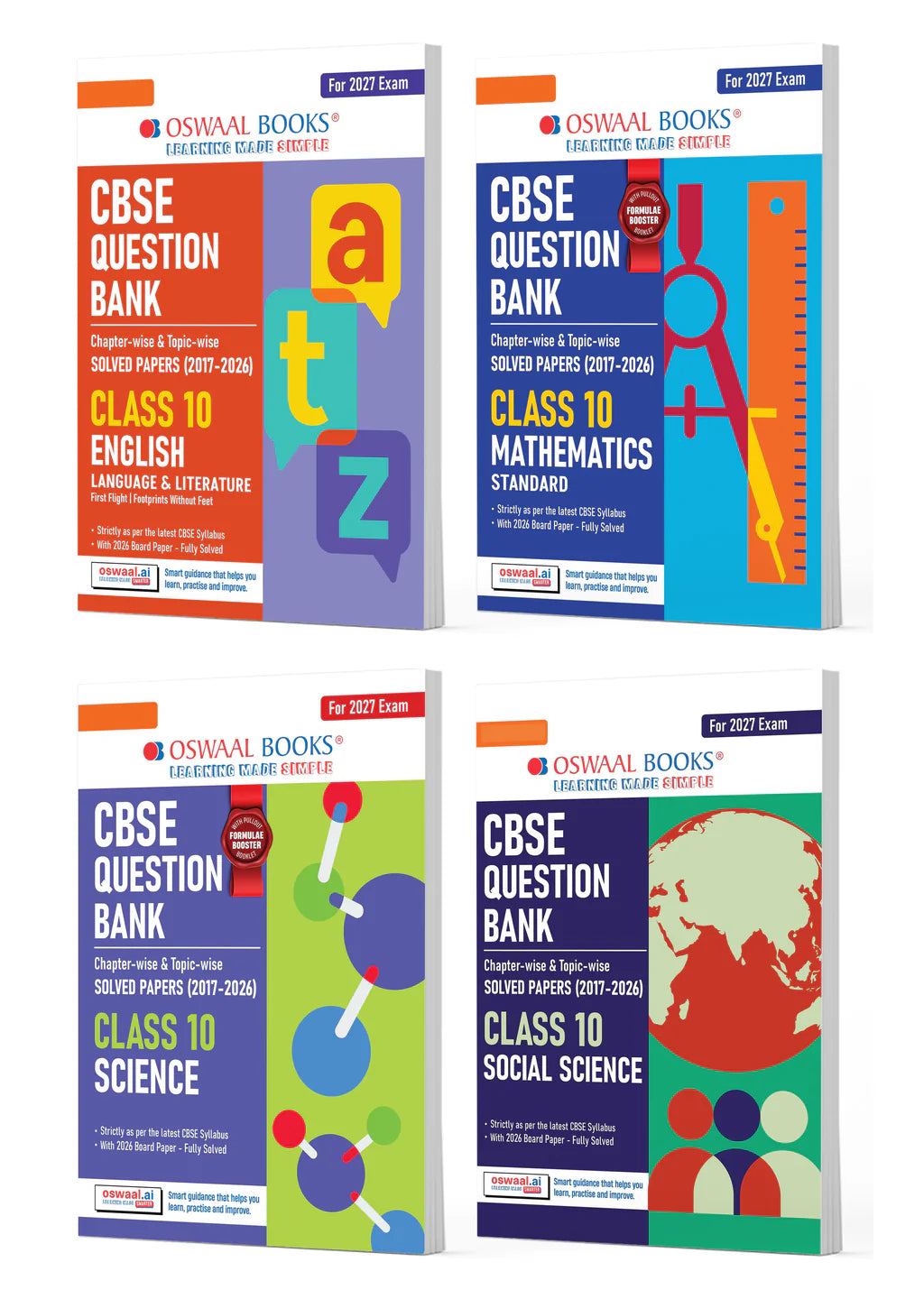 Oswaal CBSE Class 10 Question Bank 2027 Set | Solved Papers, Mind Maps ...