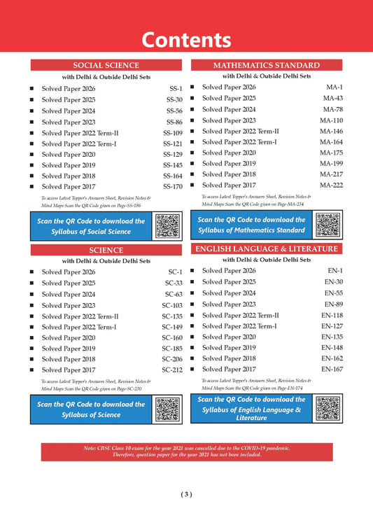 Oswaal CBSE 10 Years' Solved Papers, Yearwise (2017-2026) Class 10 | English Language & Literature, Social Science, Science and Mathematics Standard | For 2027 Exam