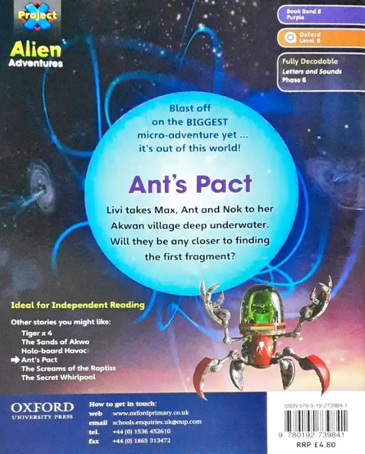 Oxford Level 8 Book Band 8 Purple Project X Alien Adventures Ant's Pact (P)