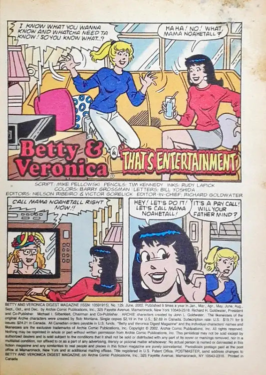 Archie Betty And Veronica Digest Magazine No. 129 (P)