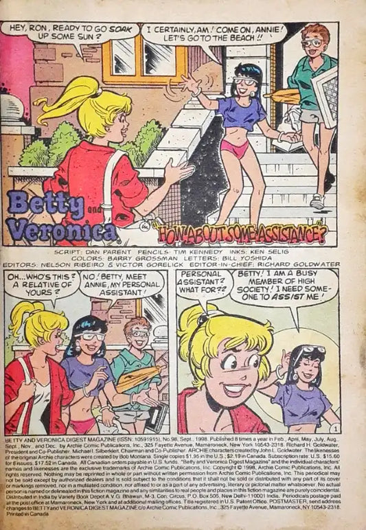 Archie Betty And Veronica Digest Magazine No. 98 (P)