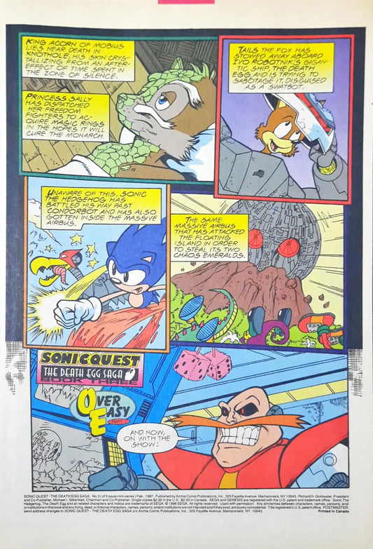 Sonic Quest The Death Egg Saga #3 : Archie Comics Adventure Series No. 3 Feb