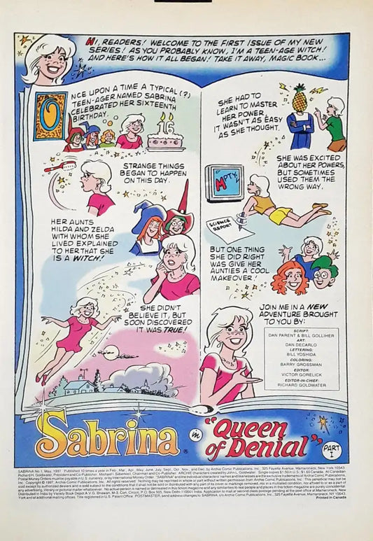 Sabrina The Teenage Witch The Cleopatra Chronicles Part I of III : Archie Comics No. 1 May - 1st Issue Collector's Edition