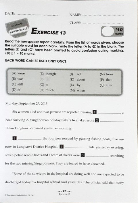SAP Conquer Cloze For Primary Level WorkBook 5