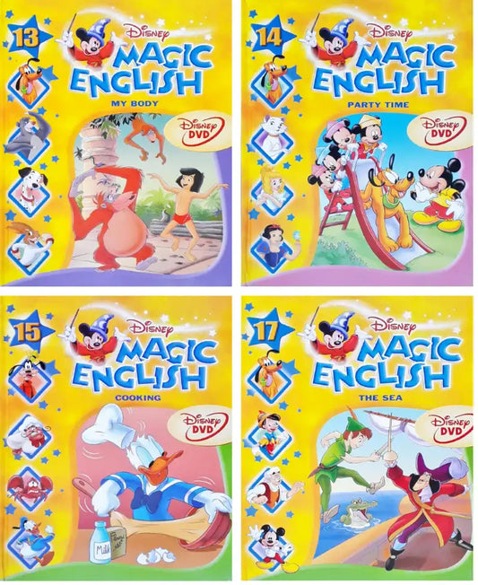 Disney Magic English #13 to #15, #17 : Set of 4 Books with interactive DVDs (P)
