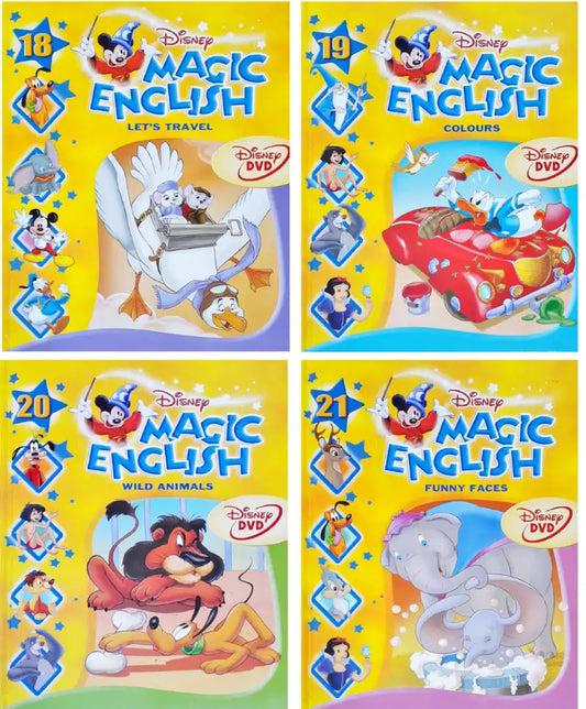 Disney Magic English #18 to #21 : Set of 4 Books with interactive DVDs (P)