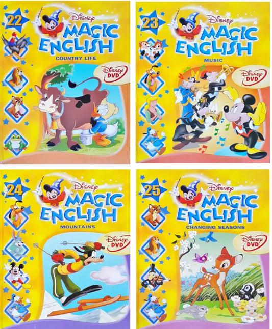 Disney Magic English #22 to #25 : Set of 4 Books with interactive DVDs (P)