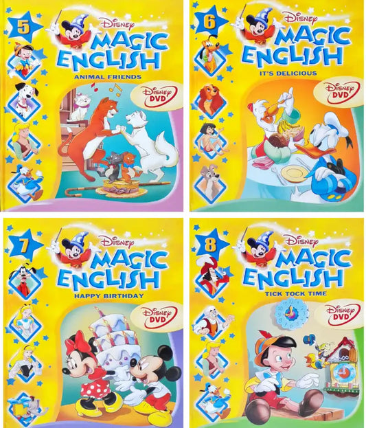 Disney Magic English #5 to #8 : Set of 4 Books with interactive DVDs (P)