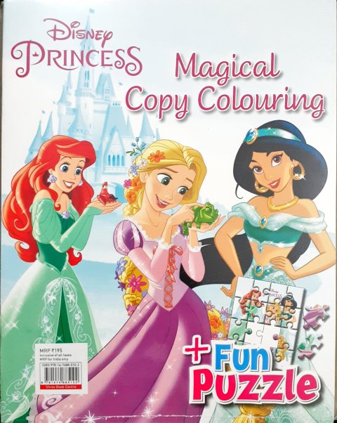 Disney Princess 16 Pieces Jigsaw Puzzle & Magical Copy Colouring Book (Fun Puzzle & Book)