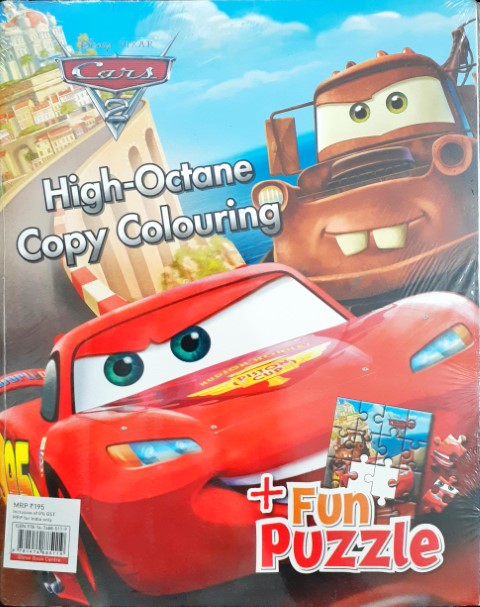 Disney Pixar Cars 16 Pieces Jigsaw Puzzle & High Octane Copy Colouring Book (Fun Puzzle & Book)