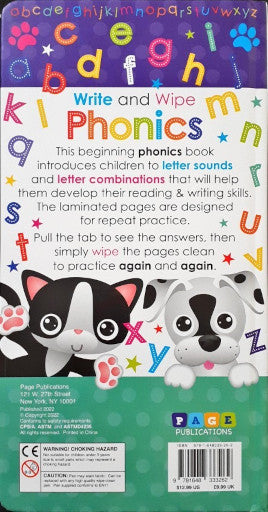 Little Learning Write and Wipe Phonics Pull The Tab Book