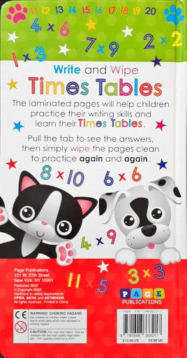 Little Learning Write and Wipe Times Tables Pull The Tab Book