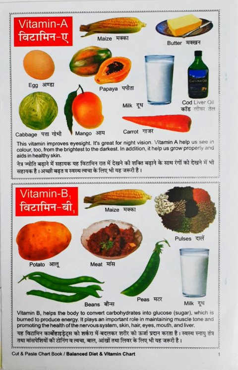 Chart Book Balanced Diet And Vitamin Chart Cut And Paste