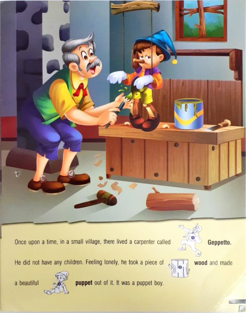 Sticker Key Words Fairy Tales Pinocchio With Over 50 Stickers