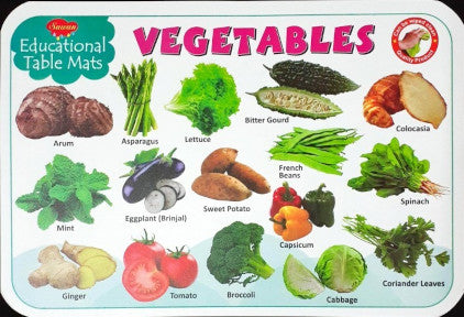 Vegetables - Educational Table Mats (Wipe & Clean Double Sided)