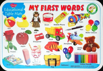 My First Words & 3 Letter Words - Educational Table Mats (Wipe & Clean Double Sided)