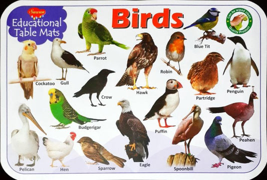 Birds - Educational Table Mats (Wipe & Clean Double Sided)
