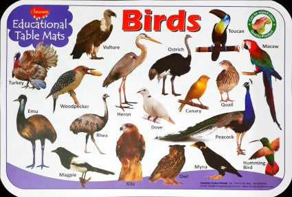 Birds - Educational Table Mats (Wipe & Clean Double Sided)