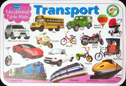 Transport - Educational Table Mats (Wipe & Clean Double Sided)