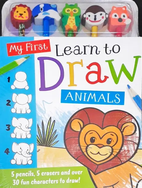 My First Learn to Draw Animals 5 Pencil and Eraser Set