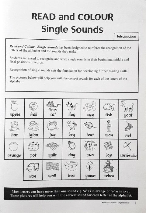 Novel Educational Read & Colour Single Sounds