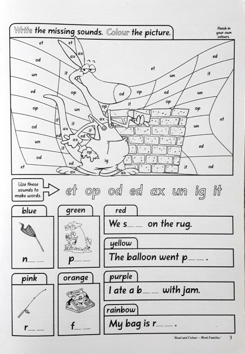 Novel Educational Read & Colour Word Families