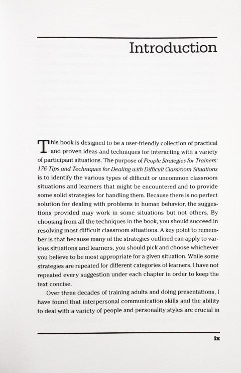 People Strategies For Trainers - 176 Tips And Techniques For Dealing With Difficult Classroom Situations