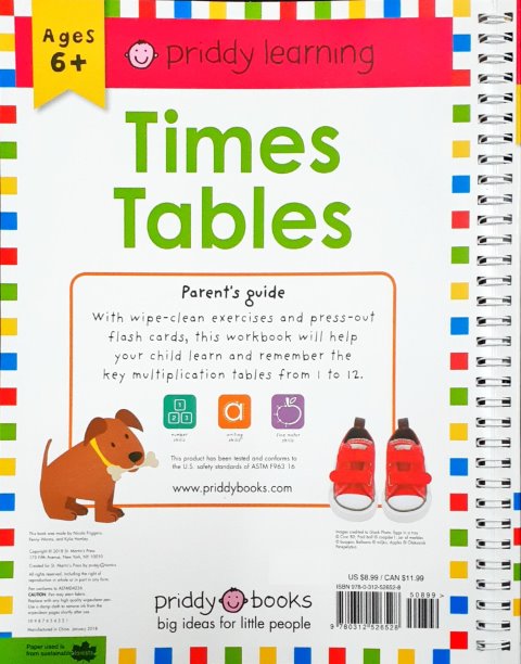 Times Tables - Wipe and Clean Workbook With Pen & Flash Cards (Priddy Learning)