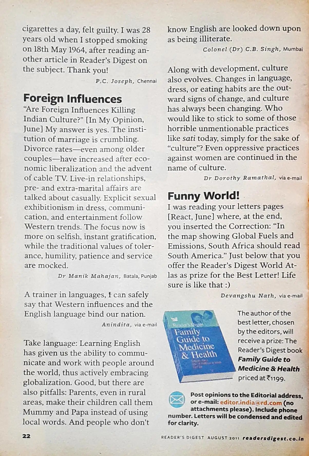 Reader's Digest Magazine : August 2011 (P)