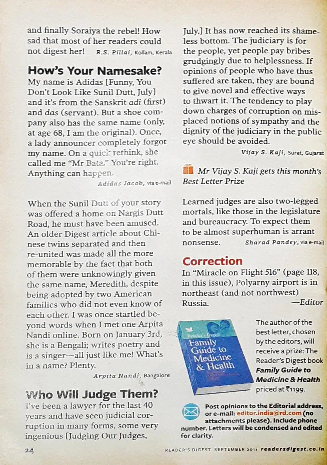 Reader's Digest Magazine : September 2011 (P)