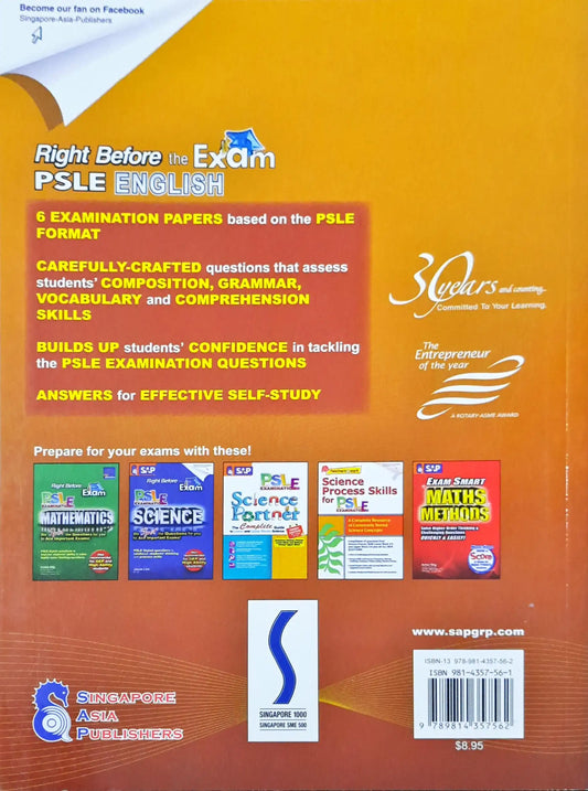 SAP Right Before the Exam : PSLE English - Upper Primary