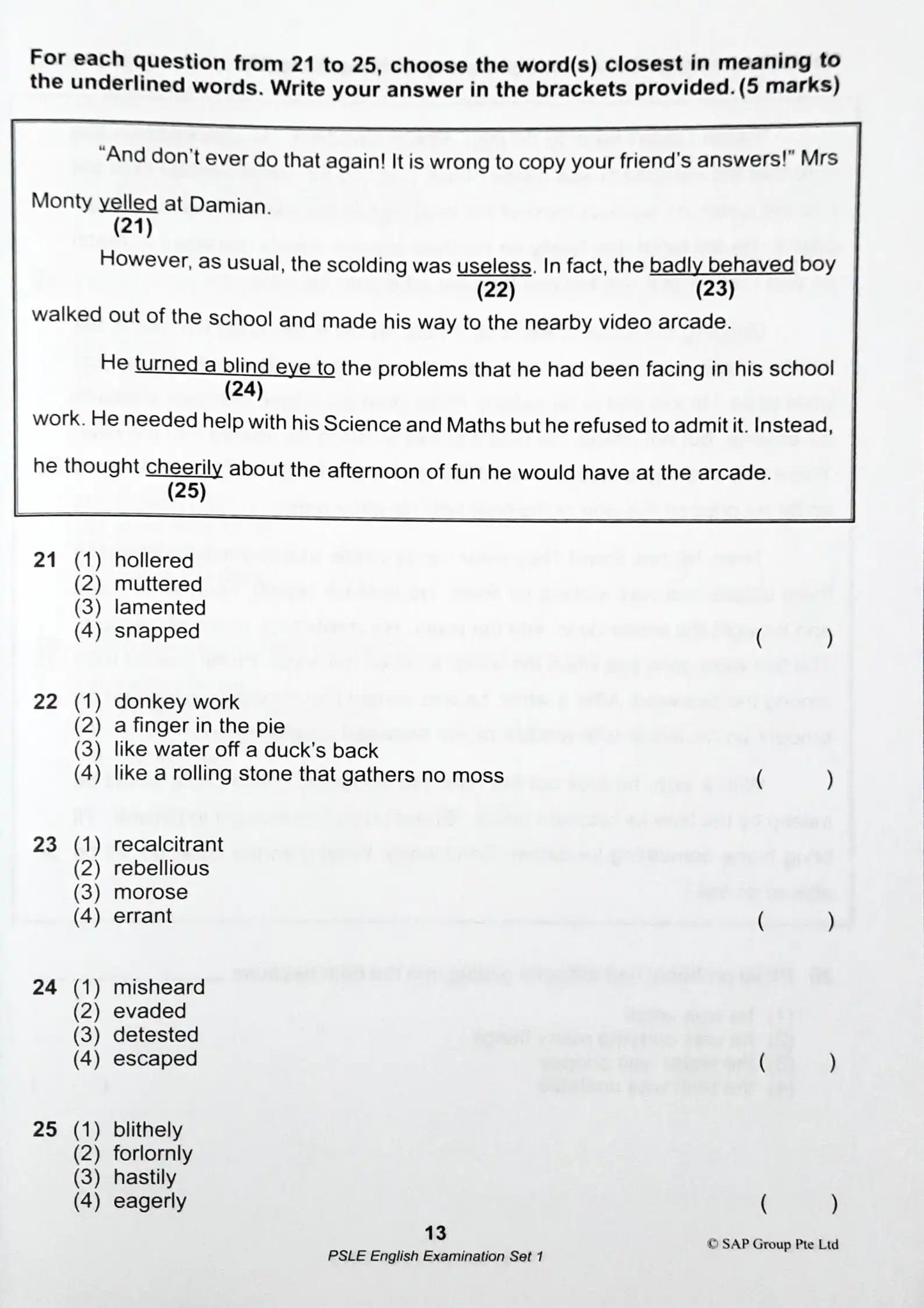SAP Right Before the Exam : PSLE English - Upper Primary