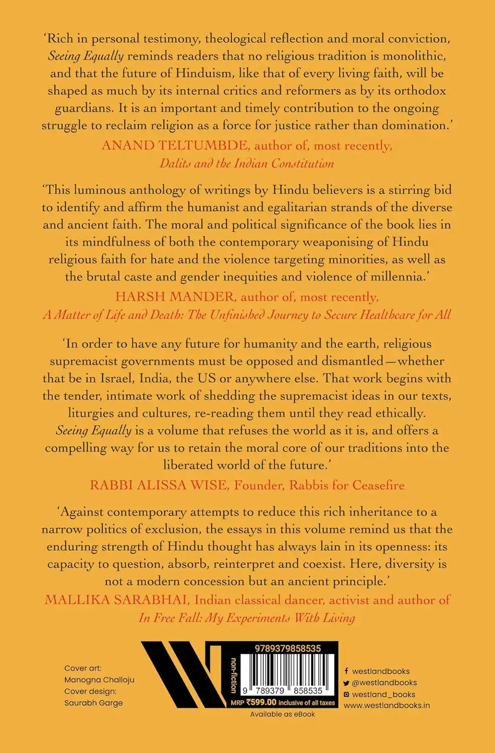 Seeing Equally : An Anthology Of Progressive Hindu Voices | Hardcover