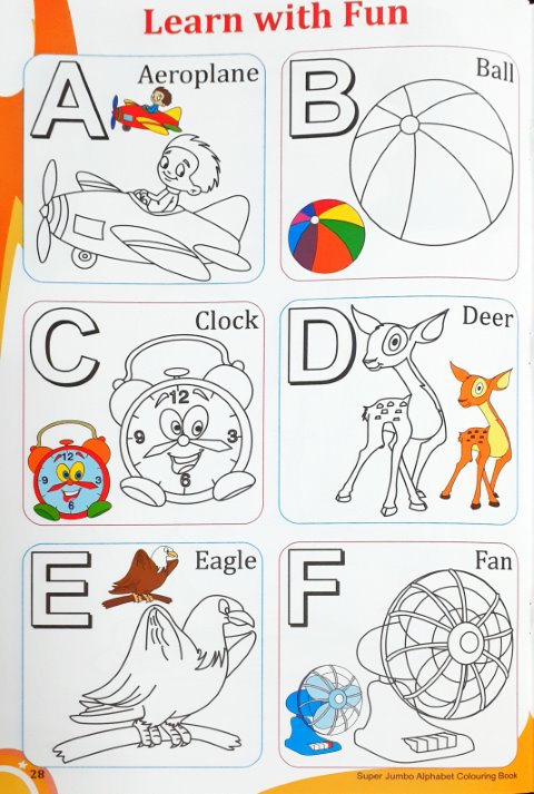 Super Jumbo Alphabet Colouring Book Reading Writing Colouring