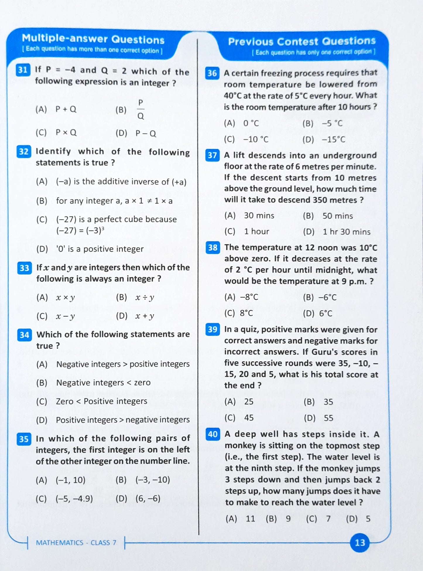 Class 7 Mathematics BMA Talent And Olympiad Exams Resource Book