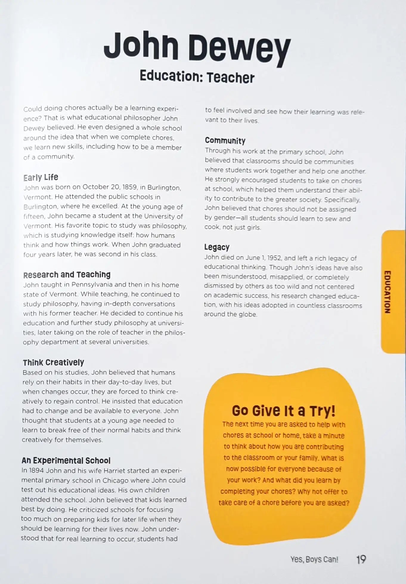 Yes, Boys Can!: Inspiring Stories of Men Who Changed the World