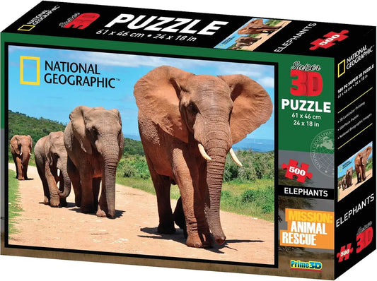 National Geographic Super Animal Rescue African Elephant 3D Effect Puzzle 500 Piece