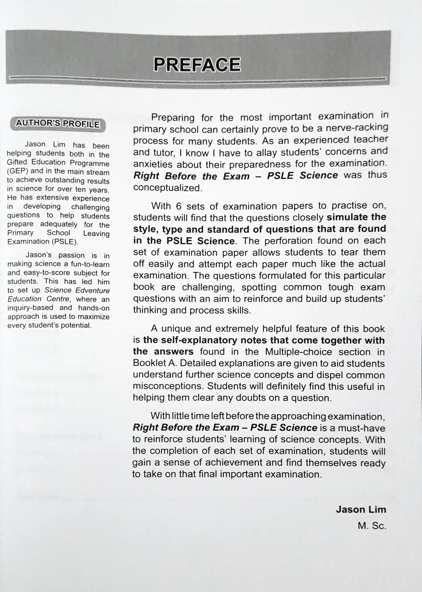 SAP Right Before The Exam - PSLE SCIENCE