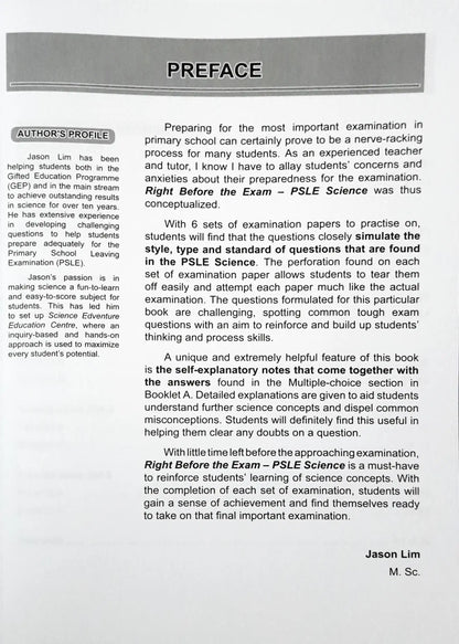 SAP Right Before The Exam - PSLE SCIENCE