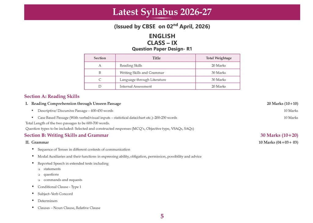 Oswaal CBSE Workbook Class 9 English R1 | aligned with NCERT Kaveri | 2027 Exam