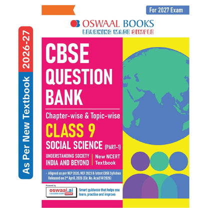 Oswaal CBSE Class 9 Social Science Part-1 Question Bank Chapter-wise & Topic-wise | Based on new NCERT Textbook Understanding Society India & Beyond