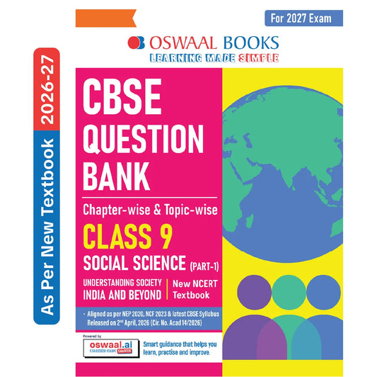Oswaal CBSE Class 9 Social Science Part-1 Question Bank Chapter-wise & Topic-wise | Based on new NCERT Textbook Understanding Society India & Beyond