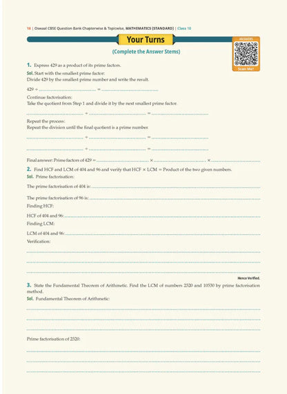 Oswaal CBSE Question Bank Chapterwise and Topicwise SOLVED PAPERS Class 10 Mathematics (Standard) | For Exam 2026