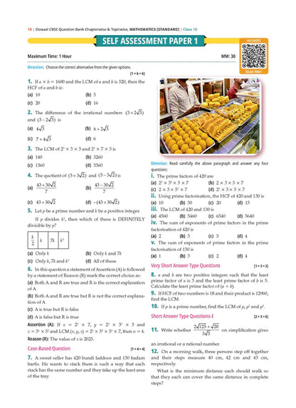 Oswaal CBSE Question Bank Chapterwise and Topicwise SOLVED PAPERS Class 10 Mathematics (Standard) | For Exam 2026