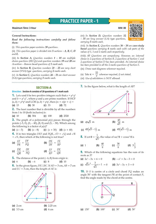 Oswaal CBSE Question Bank Chapterwise and Topicwise SOLVED PAPERS Class 10 Mathematics (Standard) | For Exam 2026