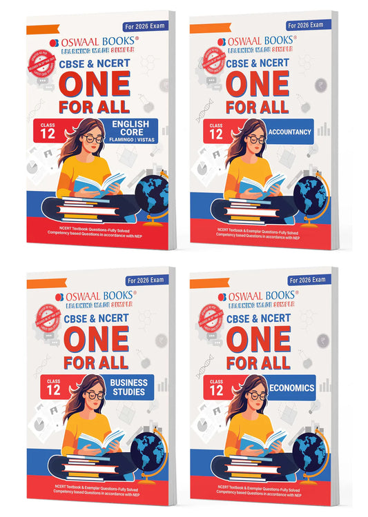 Oswaal CBSE & NCERT One for All | Class 12 | English | Accountancy | Business Studies | Economics (Set of 4 Books) For 2026 Board Exam