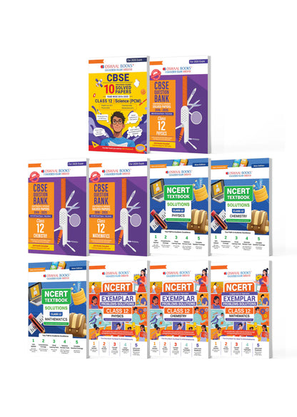 Oswaal CBSE Mega Study Pack - Chapterwise & Topicwise QBs, 10 Years' Solved Paper, Textbook Solutions and Exemplar For Class 12 PCM (For 2026 Exam)