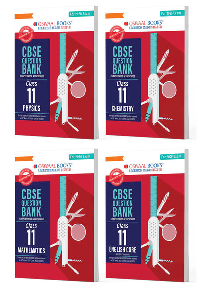 Oswaal CBSE Question Bank Class 11 Set of 4 Books | Physics | Chemistry | Mathematics | English Core