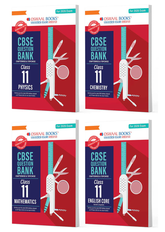 Oswaal CBSE Question Bank Class 11 Set of 4 Books | Physics | Chemistry | Mathematics | English Core